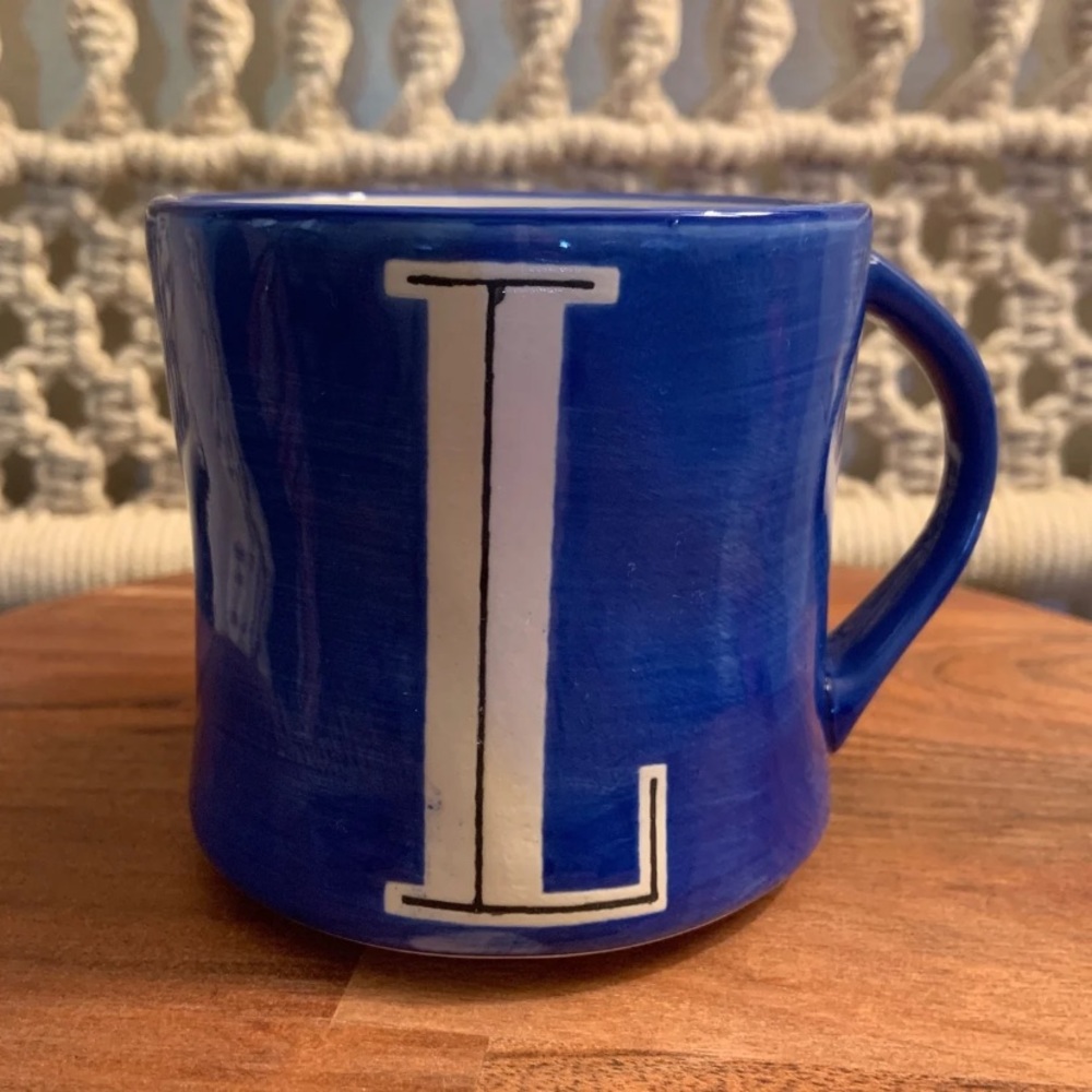 Anthropologie Handpainted Mug Letter L Cup